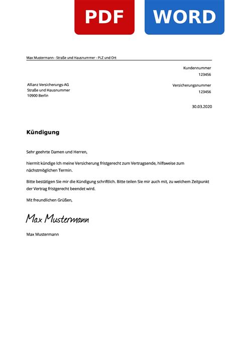 lebensversicherung kündigen vorlage pdf